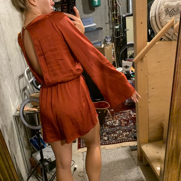 Rust silk romper - Picture 2 of 4